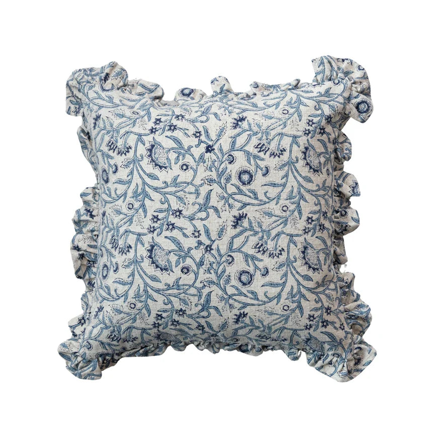 18' Square Cotton Blend Block Printed Pillow