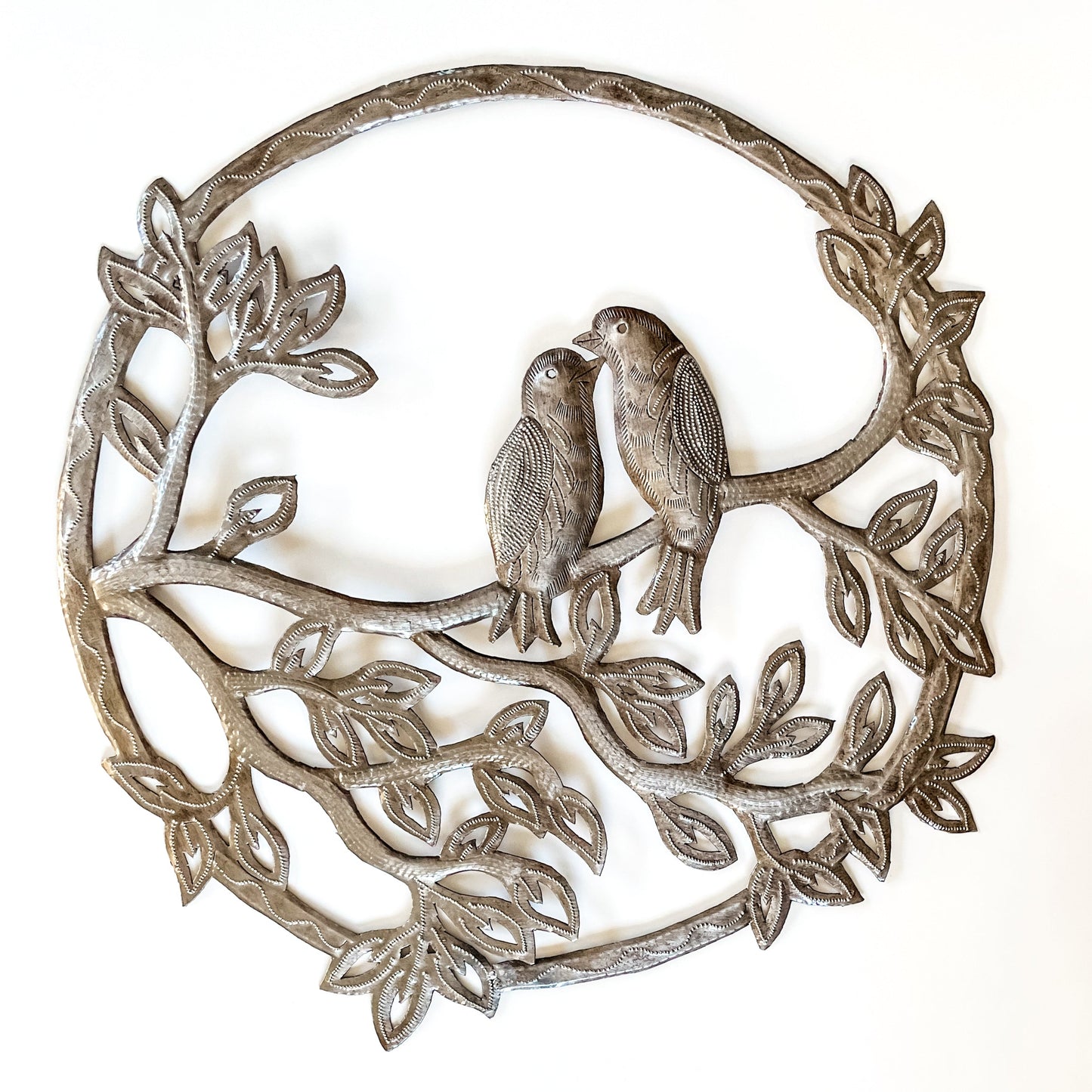 Love Birds On Branch Metal Art