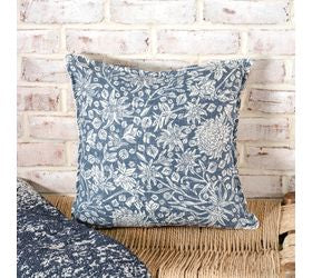 16' X 16' INDIGO BLUE FLORAL PILLOW